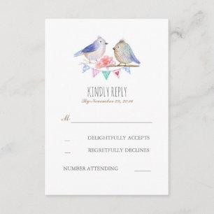 pareja de pájaros rústico de bodas de bosque rsvp
