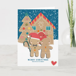 Pareja de pan de jengibre árbol de Navidad en la n