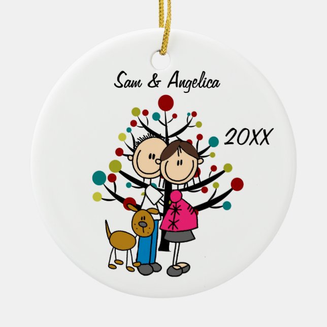 Pareja de Personalizados con adorno de perro (Frente)