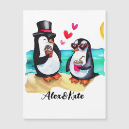 Pareja de pingüino divertida, animales enamorados