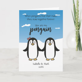 Pareja de Pingüinos Adorables, Tarjeta del Día de 
