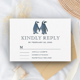 Pareja de pingüinos románticos lindos RSVP