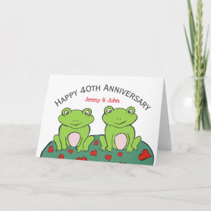 Pareja de ranas 40.ª tarjeta de aniversario del bo