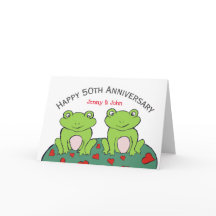 Pareja de ranas 50.ª tarjeta de aniversario de bod