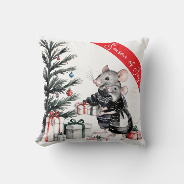 Pareja de ratón con almohada de vacaciones de árbo (Anverso)
