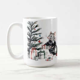 Pareja de ratón con tazas de vacaciones de árbol d