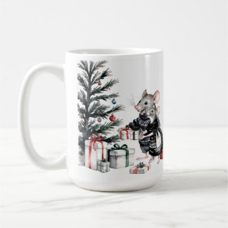 Pareja de ratón con tazas de vacaciones de árbol d