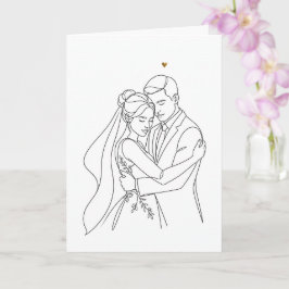 Pareja de recién casados, tarjeta del día de la bo