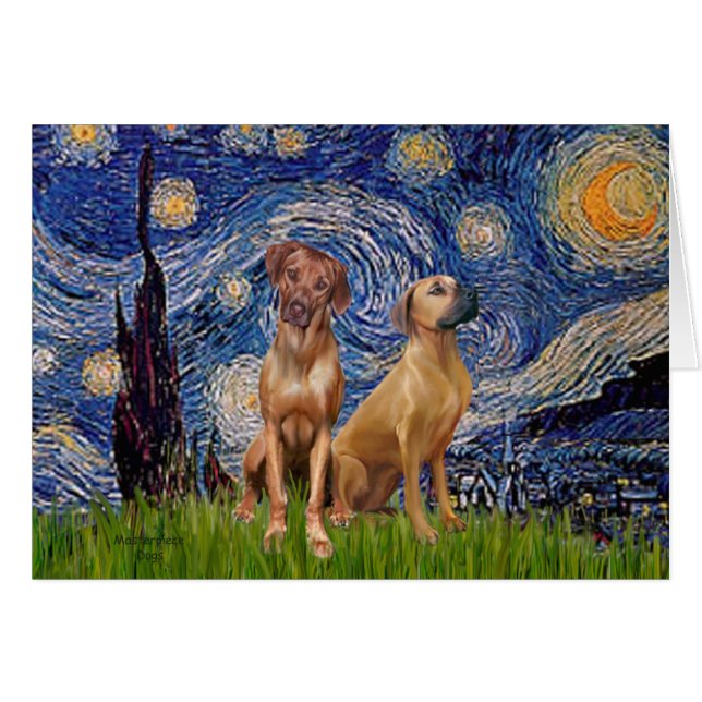 Pareja de Rhodesian Ridgeback - Noche estrellada (Anverso (Horizontal))