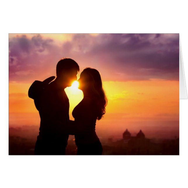 Pareja De Silhouette Al Atardecer (Anverso (Horizontal))