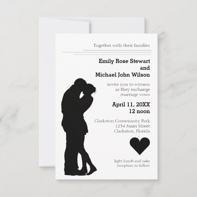 Pareja de Silueta Moderna - Invitación de Boda 3x5 (Anverso)