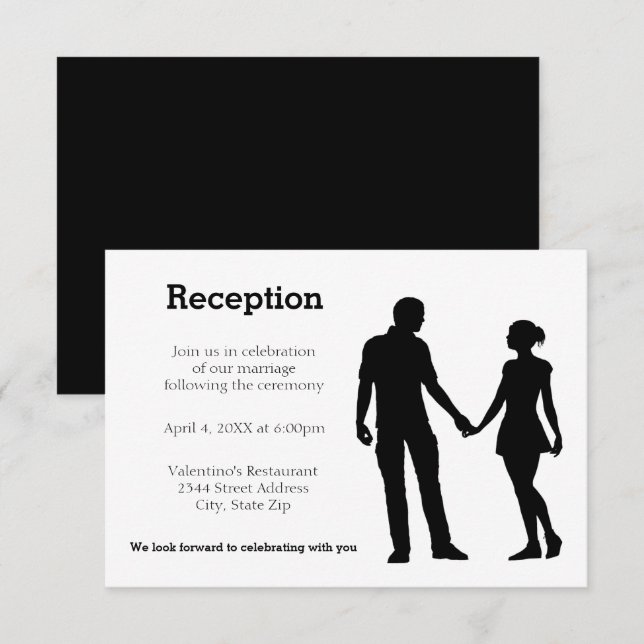 Pareja de Silueta Moderna - Invitación de Recepció (Anverso / Reverso)
