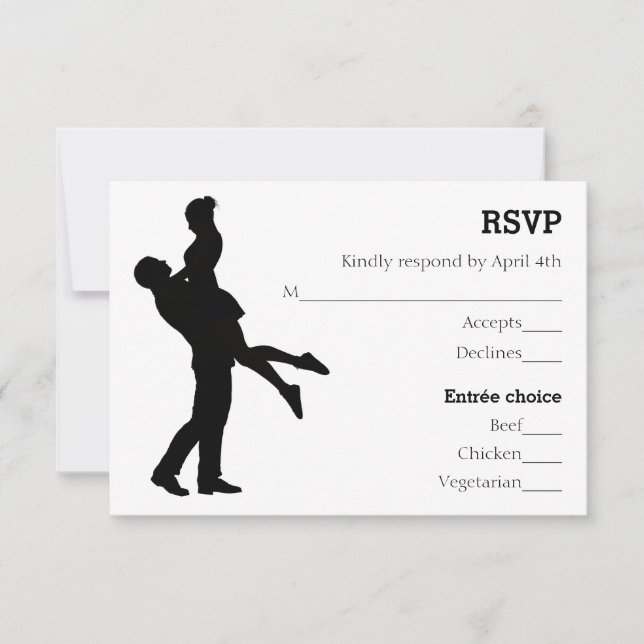 Pareja de Silueta Moderna - Tarjeta de RSVP (Anverso)