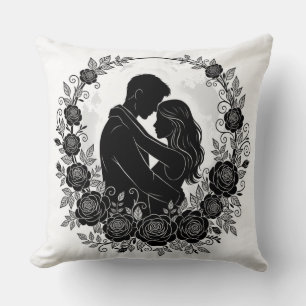 Pareja de Silueta Romántica Almohada de Corona de 