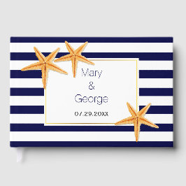 Pareja de Starfish y rayas libro de invitados para