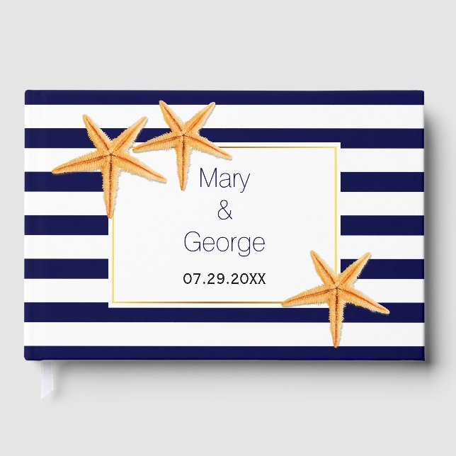 Pareja de Starfish y rayas libro de invitados para (Anverso)