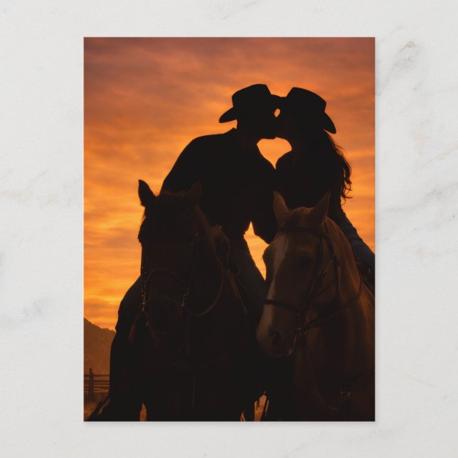 Pareja de Vaqueros en la Tarjeta Postal de la Pues (Anverso)