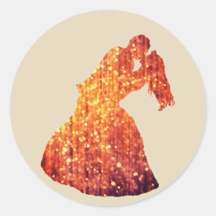 Pareja dorada, beso, Pegatina romántico