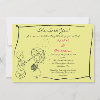 Pareja dulce en la invitación al compromiso de llu