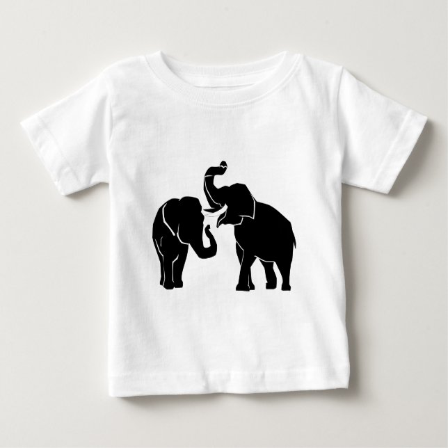 Pareja elefante Personalizado colorea camiseta beb (Anverso)