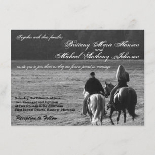 Pareja en caballos Invitaciones a una boda rústica