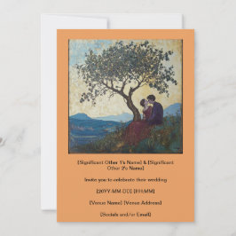 Pareja enamorada besándose felizmente Invitación