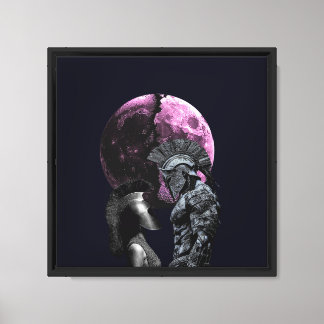 Pareja espartana con arte de fantasía lunar rosado