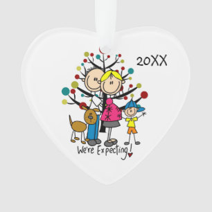 Pareja esperada, niño y ornamento acrílico de perr