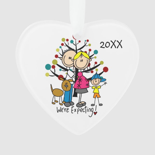 Pareja esperada, niño y ornamento acrílico de perr (Anverso)