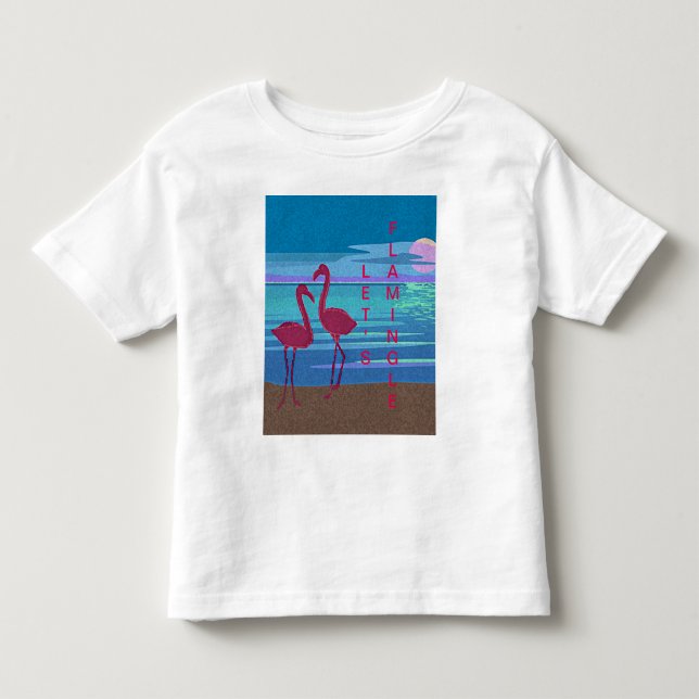 Pareja Flamingo Rosa en la camiseta del niño peque (Anverso)