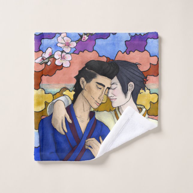 Pareja gay al estilo del arte japonés Ukiyo-e (Toallita)