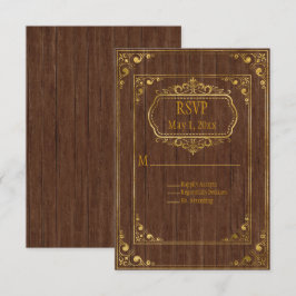 Pareja Gay Brown Barnwood y Oro RSVP de Boda