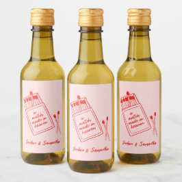 Pareja Hecha en el Cielo Rosa y Rojo Retro Mini