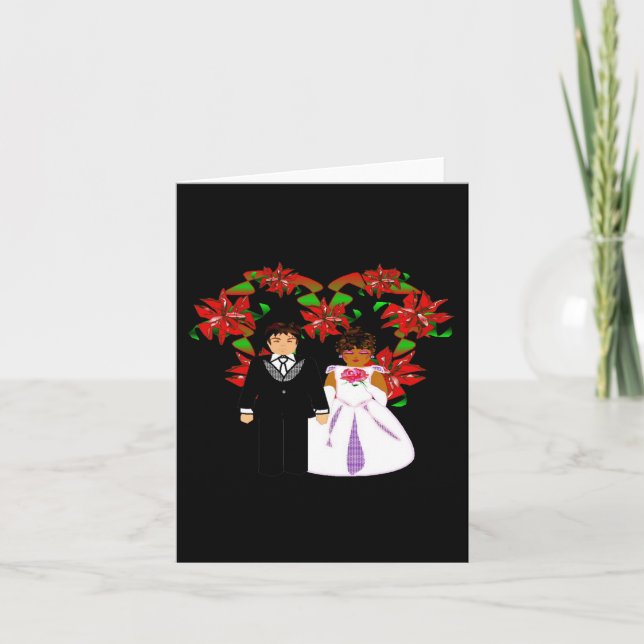 Pareja Interracial de Boda en Navidad Corona de Co (Anverso)