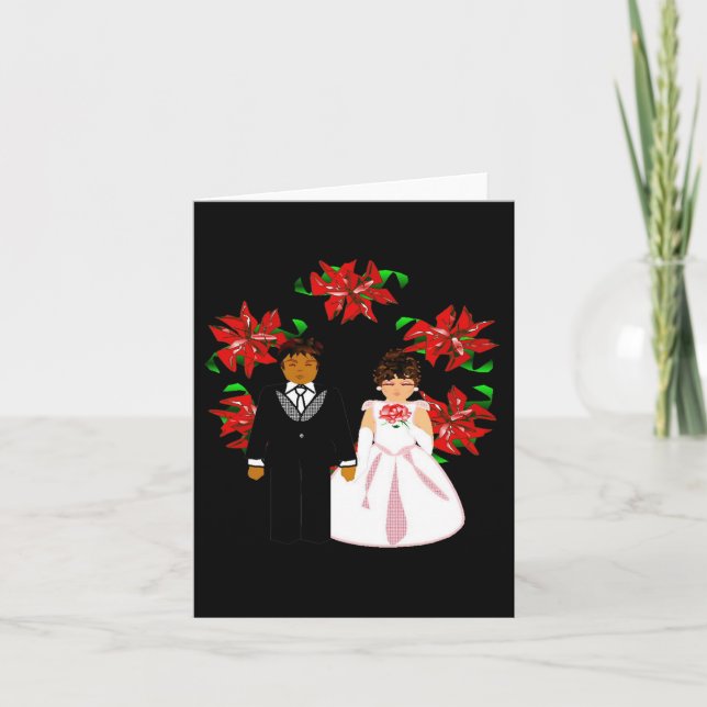 Pareja Interracial en Boda de Navidad con Corona I (Anverso)