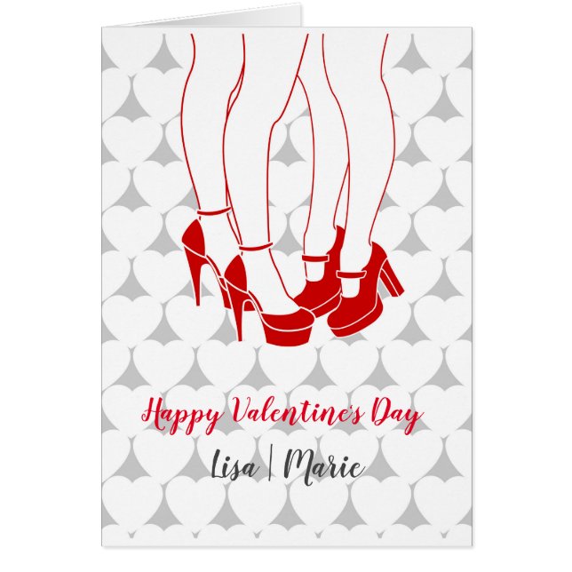 Pareja lesbiana besándose en el Día de San Valentí (Frente)