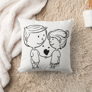 Pareja Linda Sosteniendo Almohada Decorativa en Fo