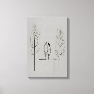 Pareja minimalista Arte de línea moderna