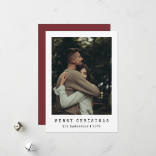 Pareja Minimalista Moderna Foto Navidad Roja
