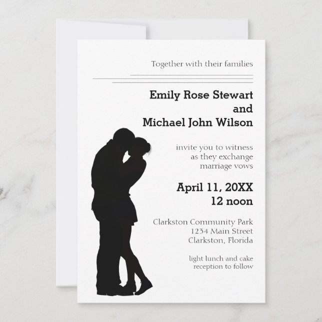 Pareja moderna de silueta - Invitación a la boda (Anverso)