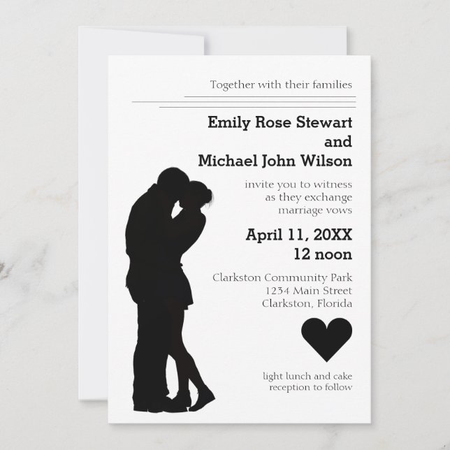 Pareja moderna de silueta - Invitación a la boda (Anverso)
