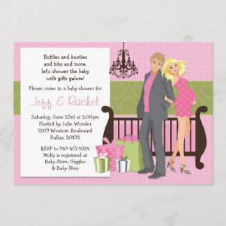 Pareja moderna Invitación Baby Shower para Chica