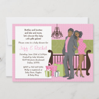 Pareja moderna Invitación Baby Shower para Chica