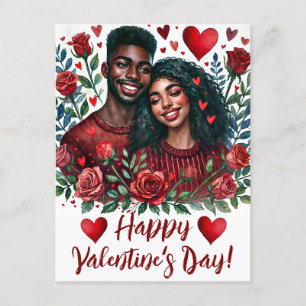 Pareja negra feliz Día de San Valentín postales de