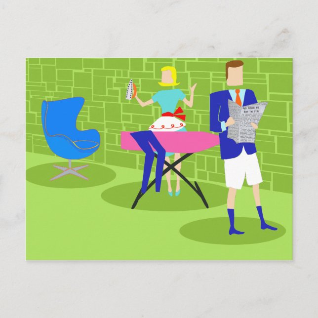 Pareja Personalizado retro en postal de casa (Anverso)