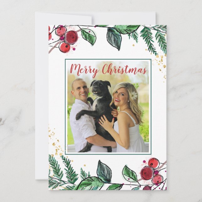 Pareja recién casada con Navidades florales de fot (Anverso)