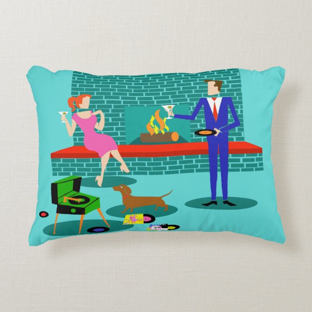 Pareja retro con almohada acento perro (Anverso)