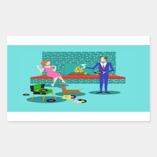 Pareja retro con Pegatinas de perros