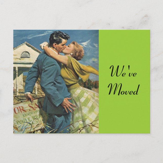 Pareja Retro De Postales Que Se Mueven En Direcció (Anverso)