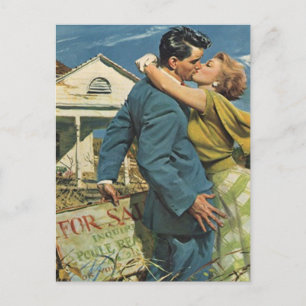 Pareja Retro De Postales Que Se Mueven En Direcció